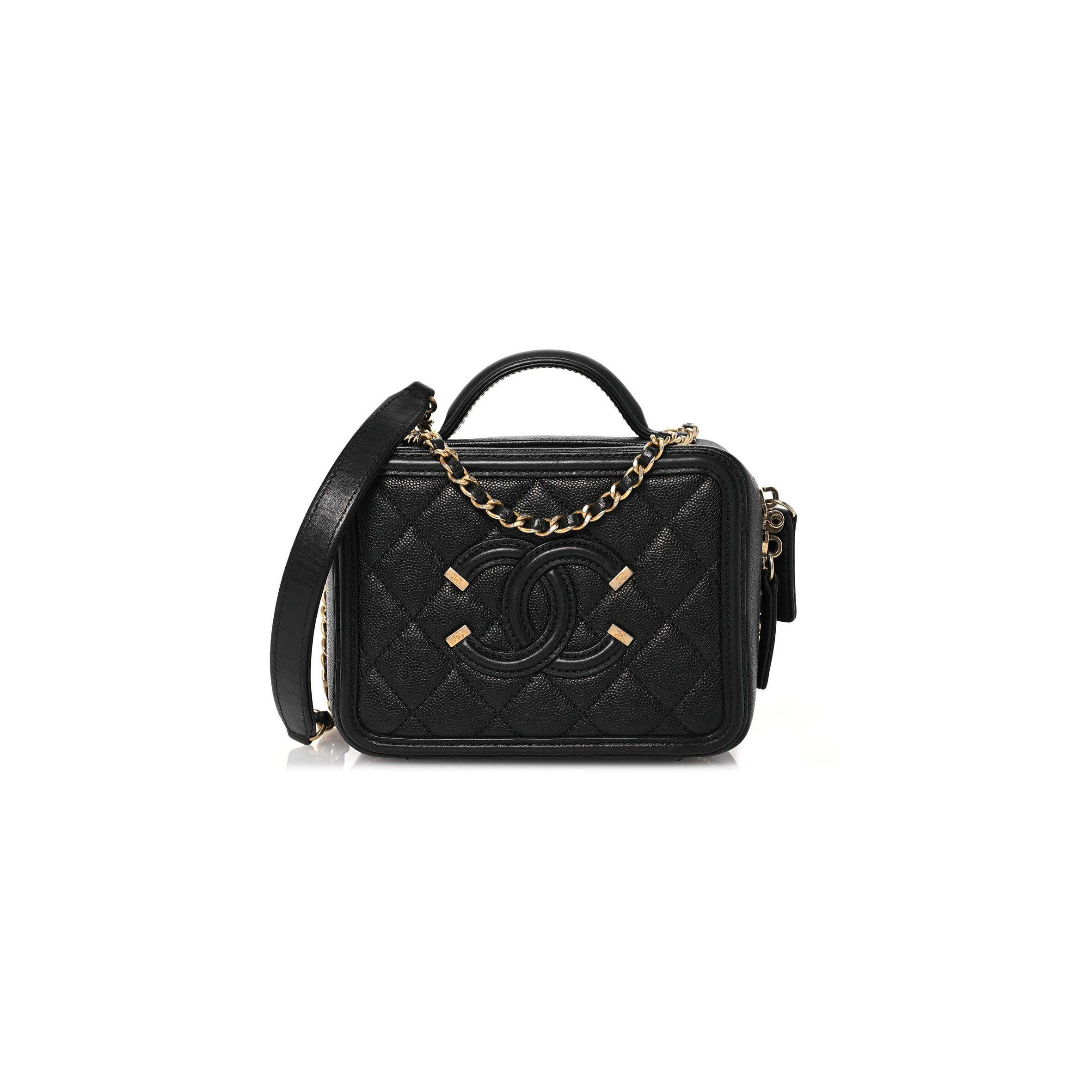 CHANEL CAVIAR QUILTED SMALL CC FILIGREE VANITY CASE 1585770 (16*12*7cm)